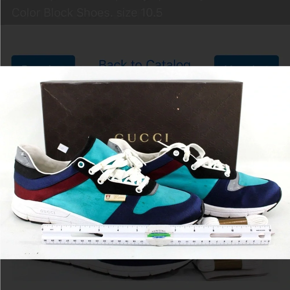 Gucci Color Block Blue and Red Designer Sneakers - Picture 6 of 8
